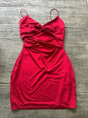 Windsor Red Twist-Front Spaghetti Strap Mini Dress